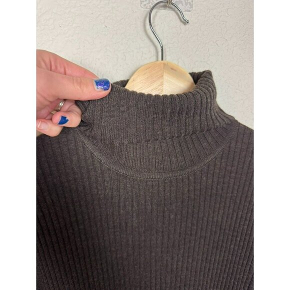 Tory Burch Women's Turtleneck Long Sleeve Rib A Line Sweater Dress Brown Wool - Picture 3 of 10